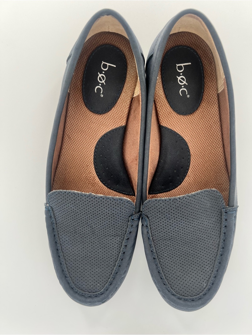 b.o.c. Born Women’s 9.5 Blue Nubuck Driving Loafers Moccasins - Picture 2 of 4
